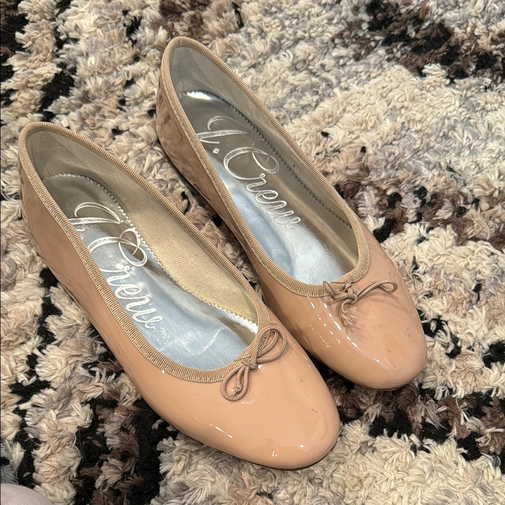 J. Crew Zoe Patent Leather Tan Ballet Flats